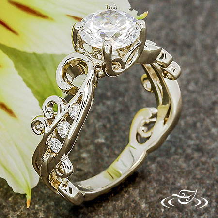Pierced Swirl Engagement Ring