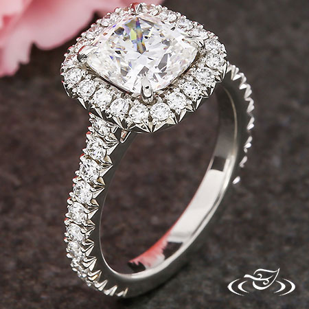 Platinum Cushion French Set Halo