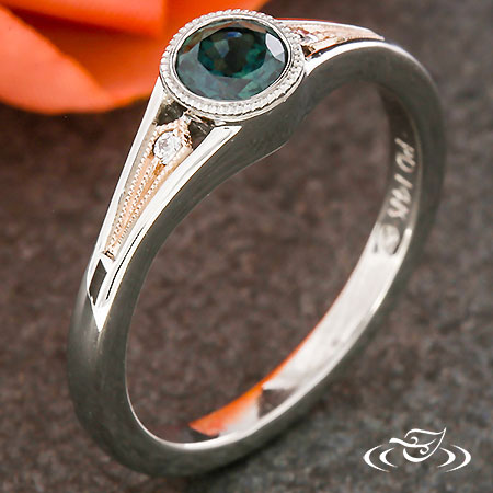 Vintage Two Tone Bezel Set Sapphire Ring