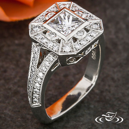 Art Deco Style Halo With Split Band