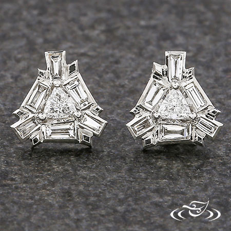 Trillion Diamond Cluster Earrings