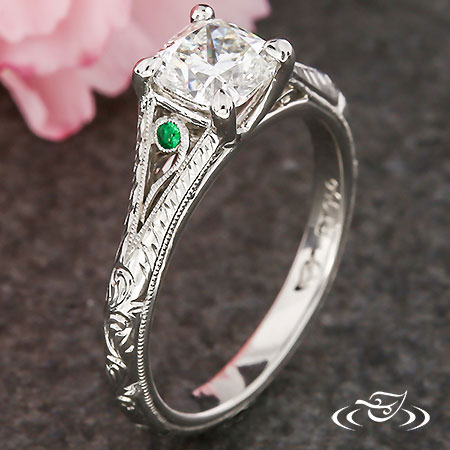 Emerald Filigree Engagement Ring