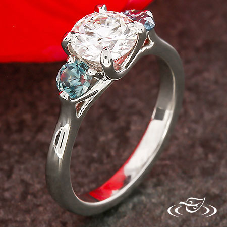 Montana Sapphire Three Stone Engagement Ring