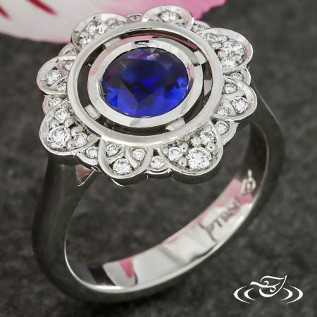 Lace Halo Sapphire Ring
