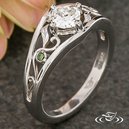 Cushion Diamond Engagement Ring With Climbing Vines