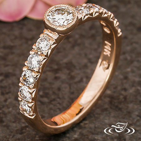 French & Bezel Set Diamond Engagement Ring