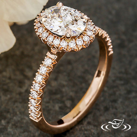 French Set Halo Engagement Ring
