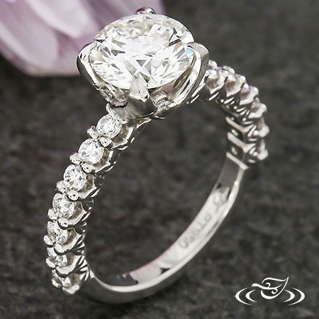 Swirling Leaf Diamond Engagement Ring