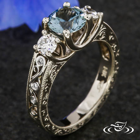 Three Stone Vintage Sapphire Ring