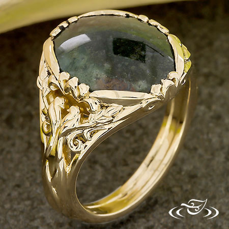 Quetzal Bird Cabochon Ring