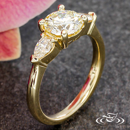 Pear Diamond Three Stone Engagement Ring