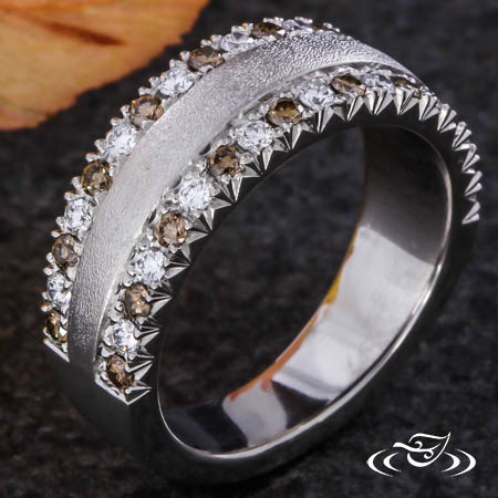 Platinum White And Cognac Diamond Ring