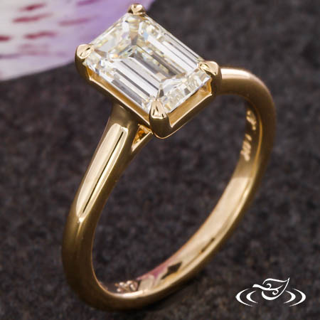 Floating Emerald Cut Cathedral Style Setting 