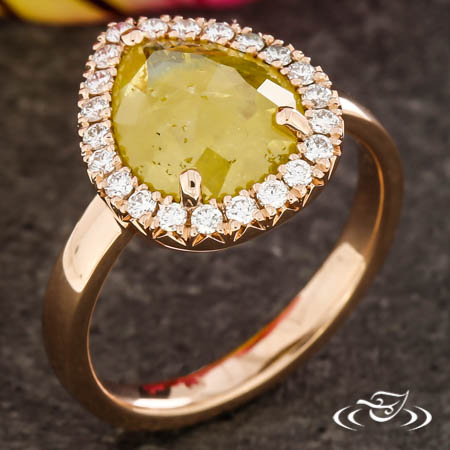 Rose Cut Yellow Diamond Engagement Ring
