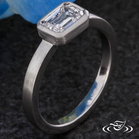 Custom Platinum Emerald Cut Engagement Ring 