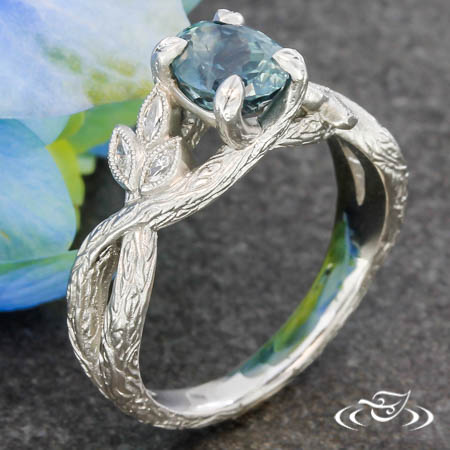 Leaf-And-Branch Sapphire Engagement Ring