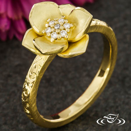 Diamond Pavé Flower Ring