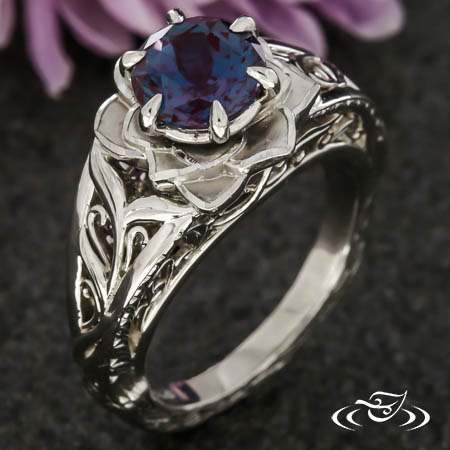 White gold engagement ring with lab alexandrite / Silvestra | Eden Garden  Jewelry™