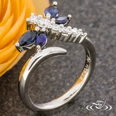 Platinum Diamond And Sapphire Dragonfly Ring