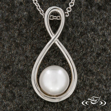 White Gold Infinity Pearl Pendant