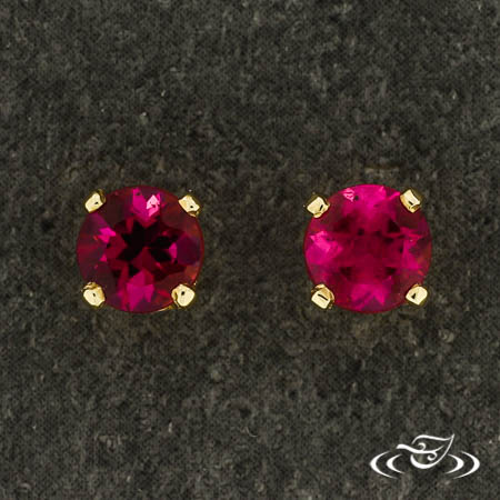 Pink Tourmaline Stud Earrings