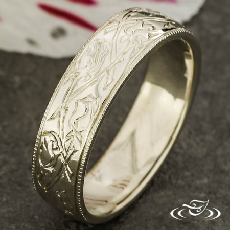 14K White Gold Band With Engraving