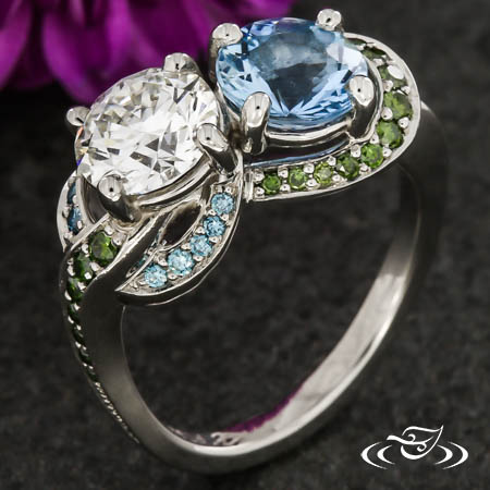 Aquamarine & Diamond Two-Stone Ring