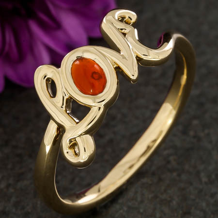 Love Ring With Fire Opal 'O'