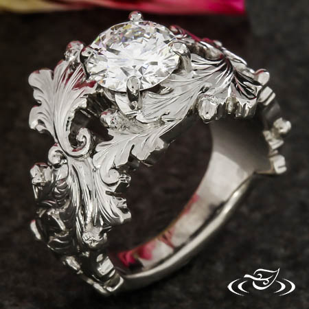 Acanthus Leaf And Scroll Engagement Ring