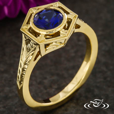 Sapphire Art Deco Inspired Ring 