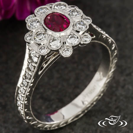 Ruby Cluster Halo Ring