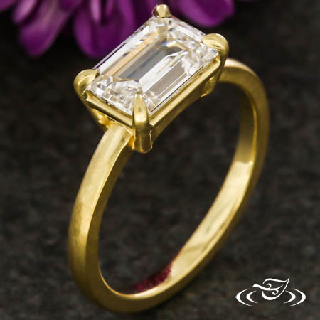 East To West Emerald Cut Solitaire