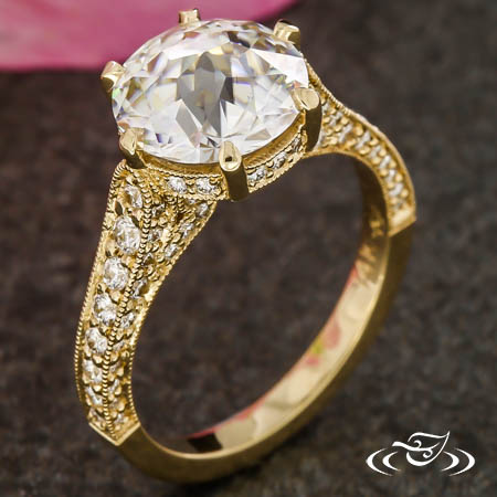 Golden Vintage Pavé Engagement Ring 