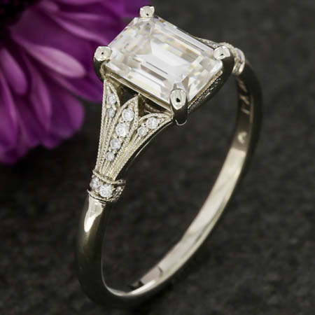 Emerald Cut Vintage Inspired Engagement Ring