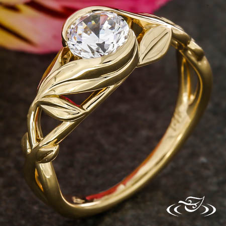 Wrap Style Leaf And Vine Engagement Ring