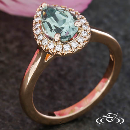 Teal Halo Engagement Ring