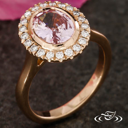 Bezel Set Sapphire Halo Engagement Ring