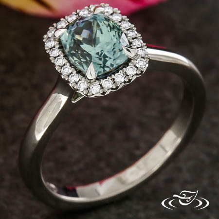 Montana Sapphire Halo Engagement Ring