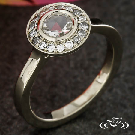 Halo Ring With Rose Cut Diamond