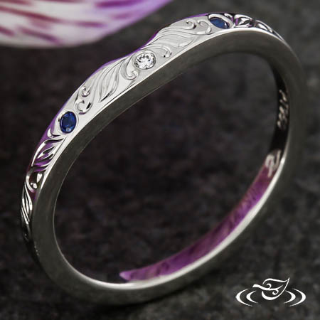 Sapphire Scroll And Leaf Shadow Band