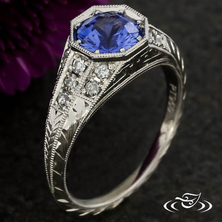 Antique Replica Engagement Ring With Sapphire 