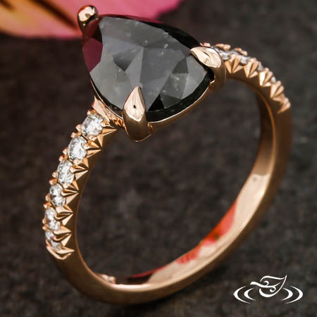 Black Rose  Pear Diamond Engagement Ring