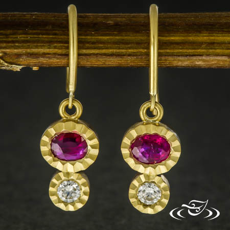 Ruby And Diamond Dangle Earrings