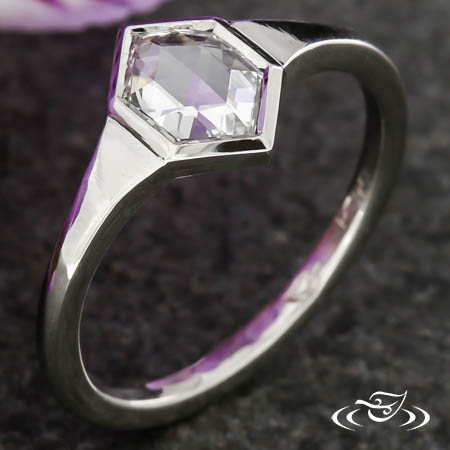 Hexagonal Rose Cut Solitaire Ring