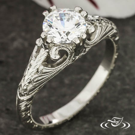 Platinum Vintage Style Engagement Ring 