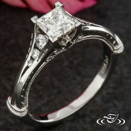 Space Needle Princess Cut Engagement Ring
