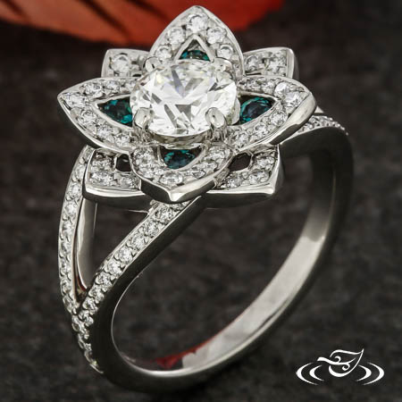 Floral Halo Engagement Ring