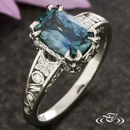 Custom Platinum Butterfly Engagement Ring