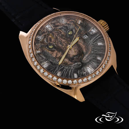Custom Hand Fabricated Diamond Tiger Watch 