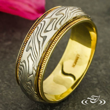 Mokume Gane Two-Tone Wedding Band 